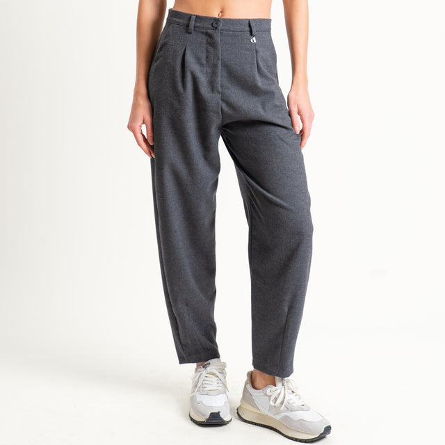 Dixie-Pantalone carrot fit in flanella - antracite