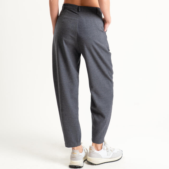 Dixie-Pantalone carrot fit in flanella - antracite