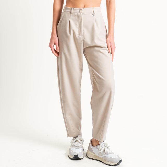 Dixie-Pantalone carrot fit in flanella - gesso