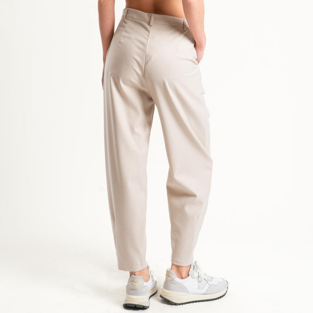 Dixie-Pantalone carrot fit in flanella - gesso