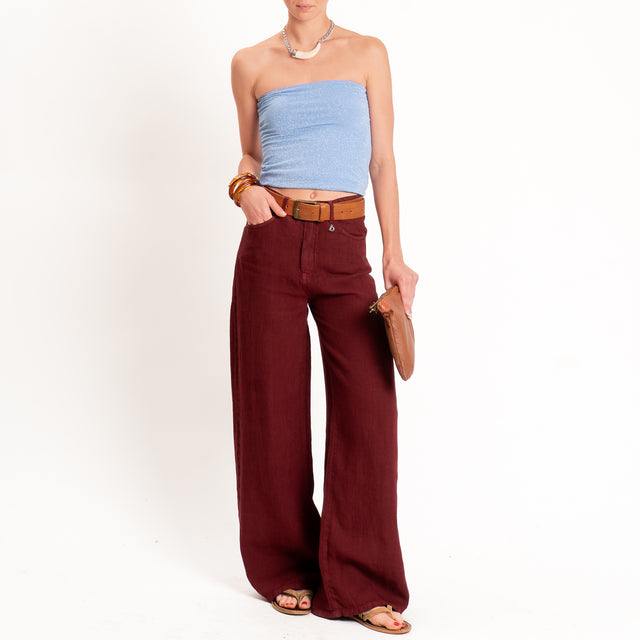 Dixie-Pantalone wide leg 100% LINO - india