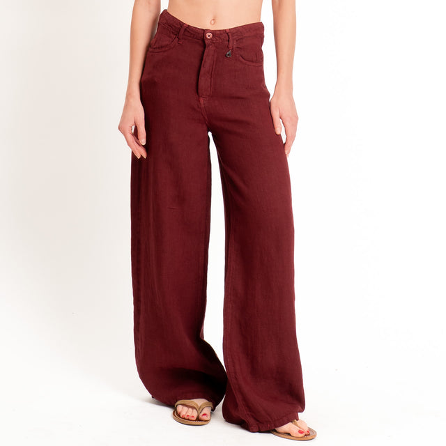 Dixie-Pantalone wide leg 100% LINO - india