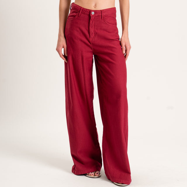 Dixie-Pantalone wide leg drill cotone - rosso india