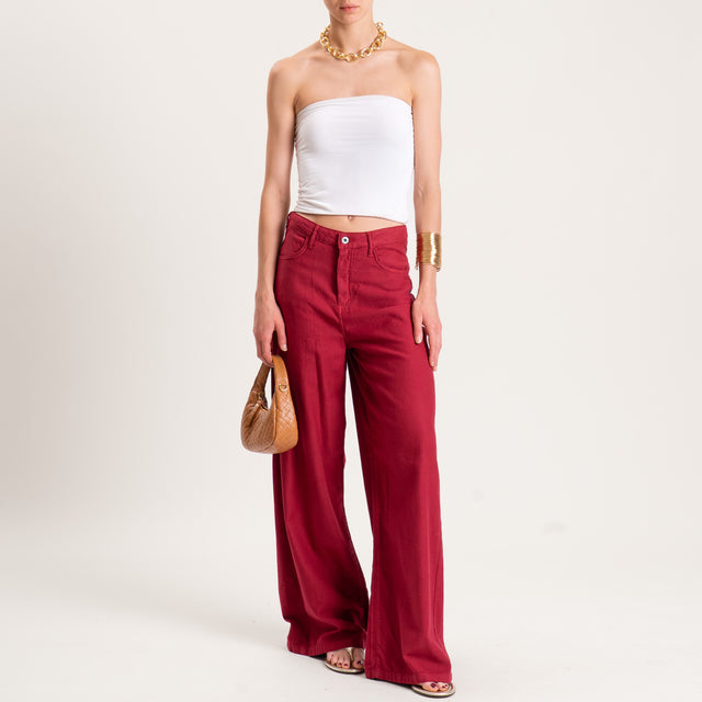 Dixie-Pantalone wide leg drill cotone - rosso india