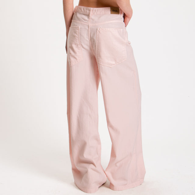 Dixie-Pantalone drill wide leg tela slegata ultra light in cotone- rosa