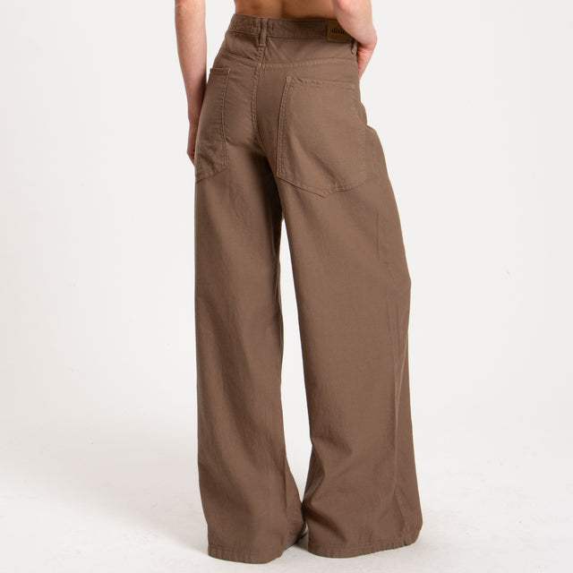 Dixie-Pantalone wide leg drill cotone - cacao