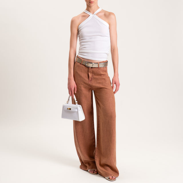 Dixie-Pantalone lino stone wash - rust