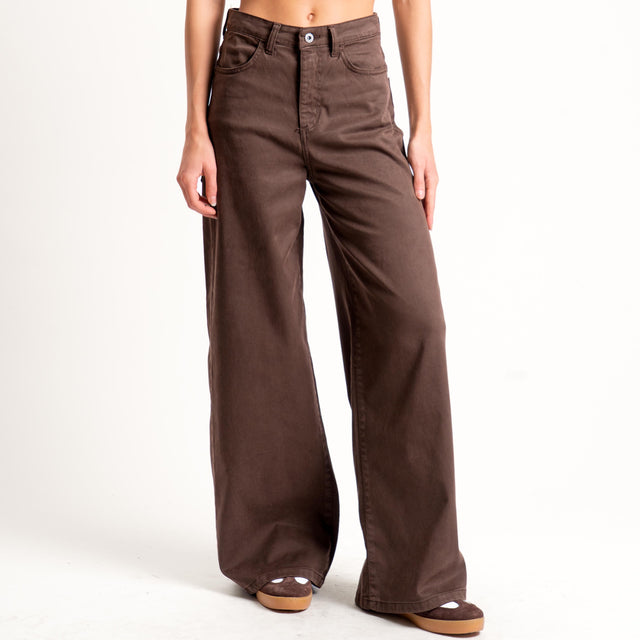 Dixie-Jeans wide leg drill elasticizzato - moro