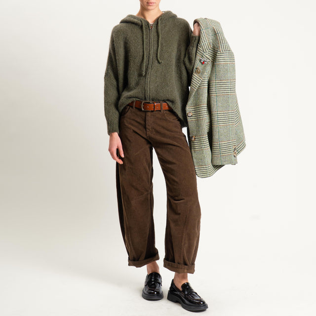 Dixie-Pantalone barrel velluto mille righe - moro