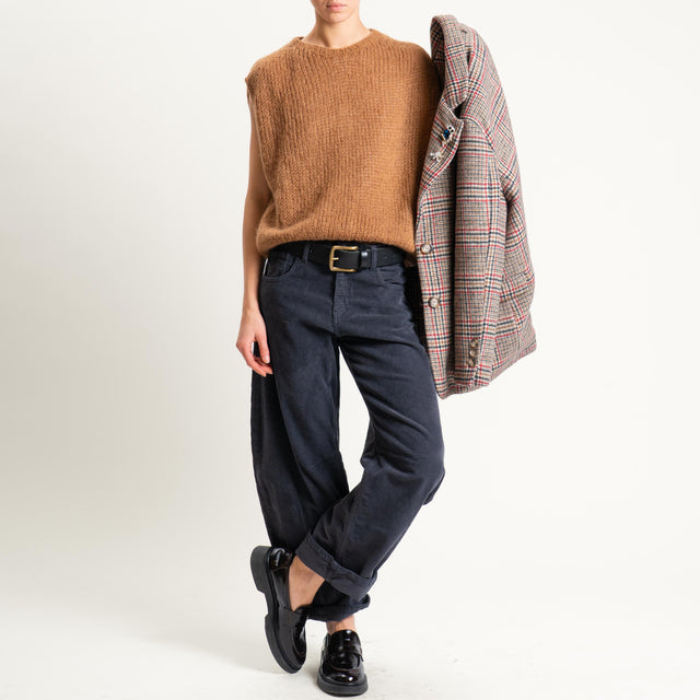 Dixie-Pantalone barrel velluto mille righe - piombo