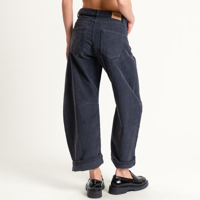 Dixie-Pantalone barrel velluto mille righe - piombo