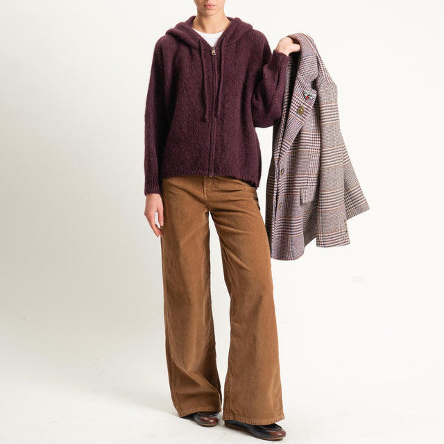 Dixie-Pantalone wide leg velluto mille righe - camel