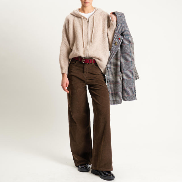 Dixie-Pantalone wide leg velluto mille righe - moro