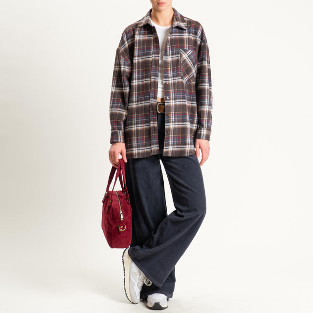Dixie-Pantalone wide leg velluto mille righe - piombo