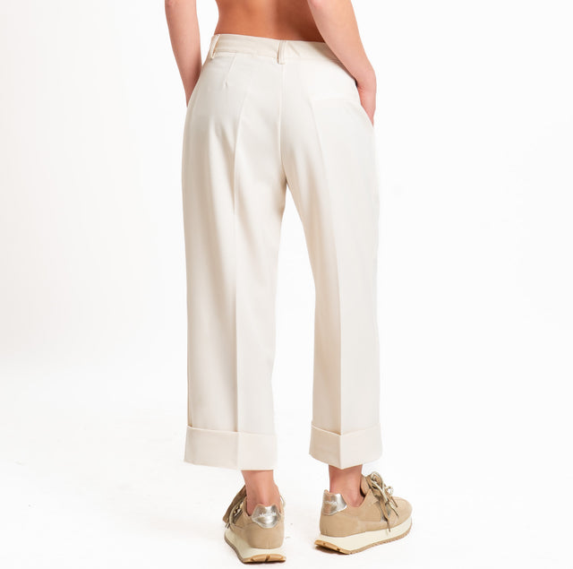 Dixie-Pantalone con risvolto - panna