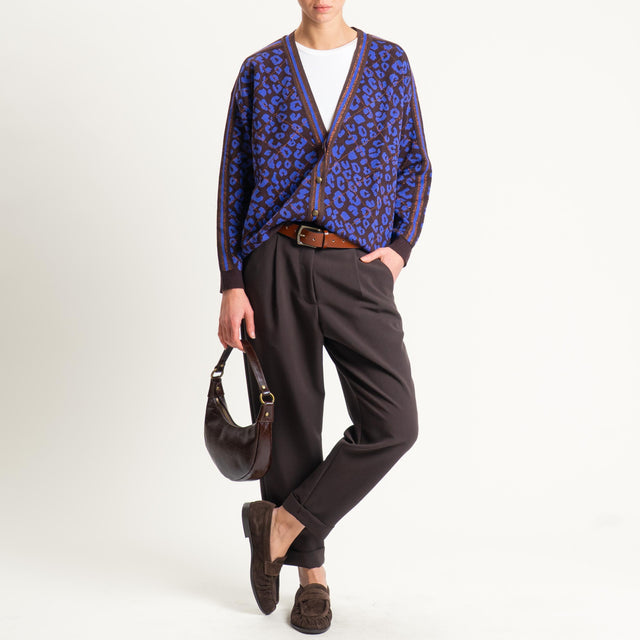 Dixie-Pantalone con pinces elastico dietro - cioccolato