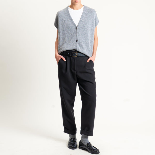 Dixie-Pantalone con pinces elastico dietro - nero