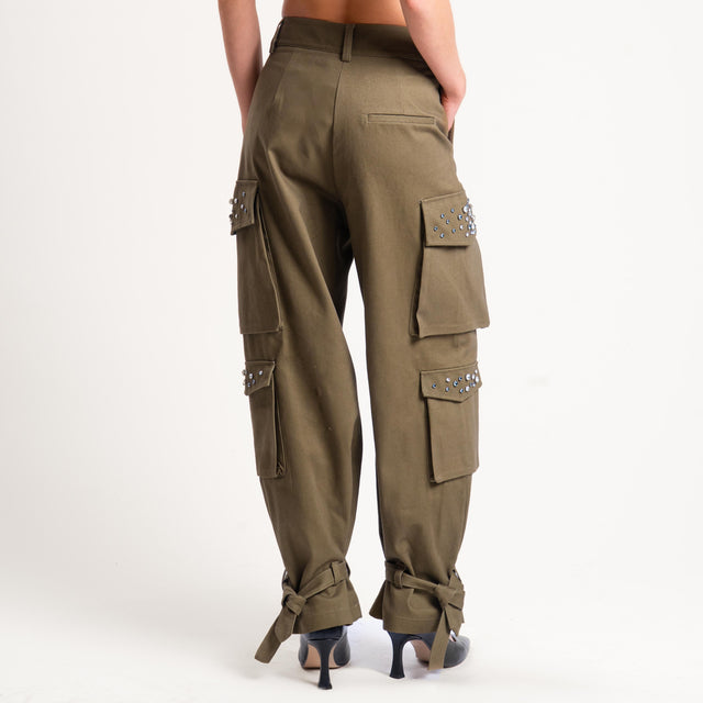 Dixie-Pantalone cargo con strass - militare