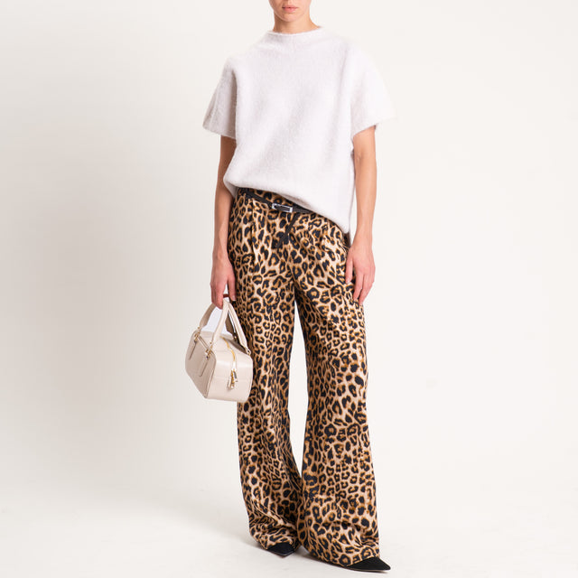 Dixie-Pantalone animalier elastico in vita - sand/nero