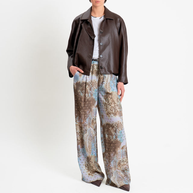 Dixie-Pantalone fantasia elastico dietro - celeste/moro