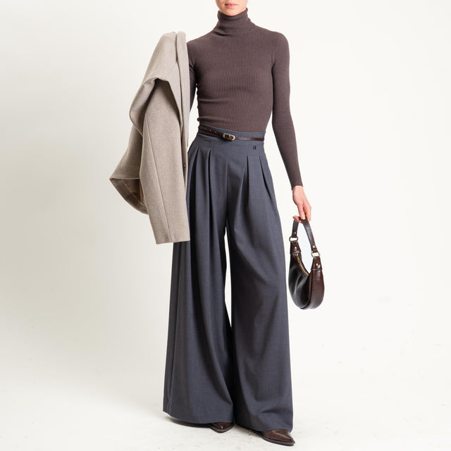 Dixie-Pantalone wide leg con pinces - antracite