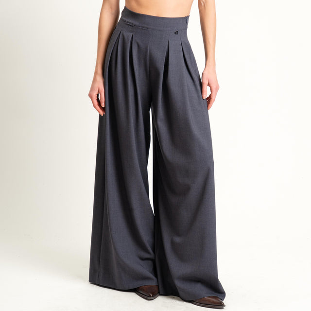 Dixie-Pantalone wide leg con pinces - antracite