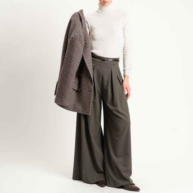 Dixie-Pantalone wide leg con pinces - militare