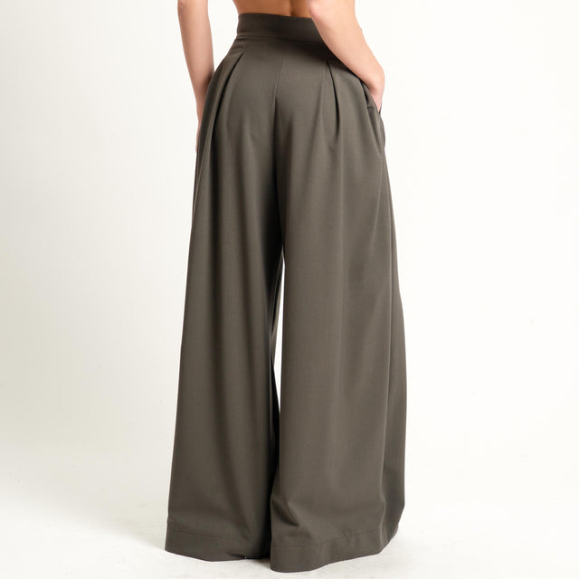 Dixie-Pantalone wide leg con pinces - militare