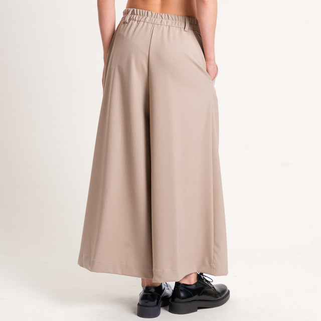 Dixie-Pantalone cropped con pinces elastico in vita - sand