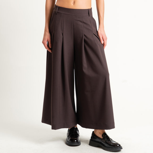 Dixie-Pantalone elastico dietro con pinces - moro