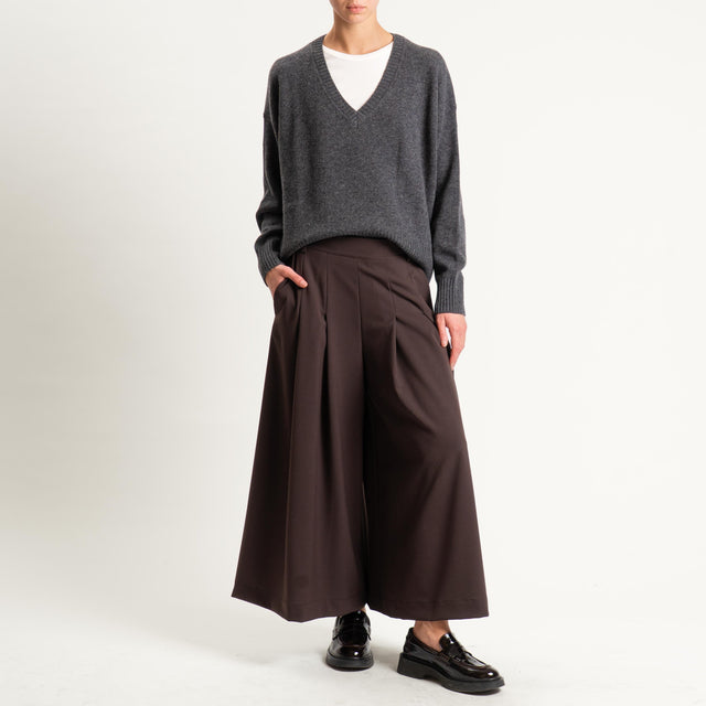 Dixie-Pantalone elastico dietro con pinces - moro