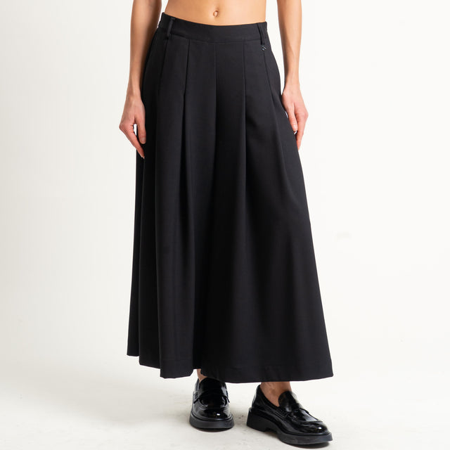 Dixie-Pantalone elastico dietro con pinces - nero