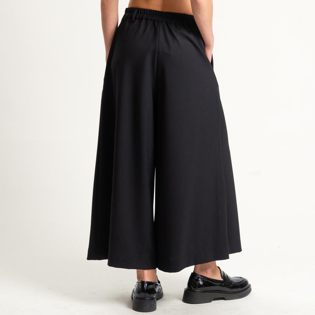 Dixie-Pantalone elastico dietro con pinces - nero