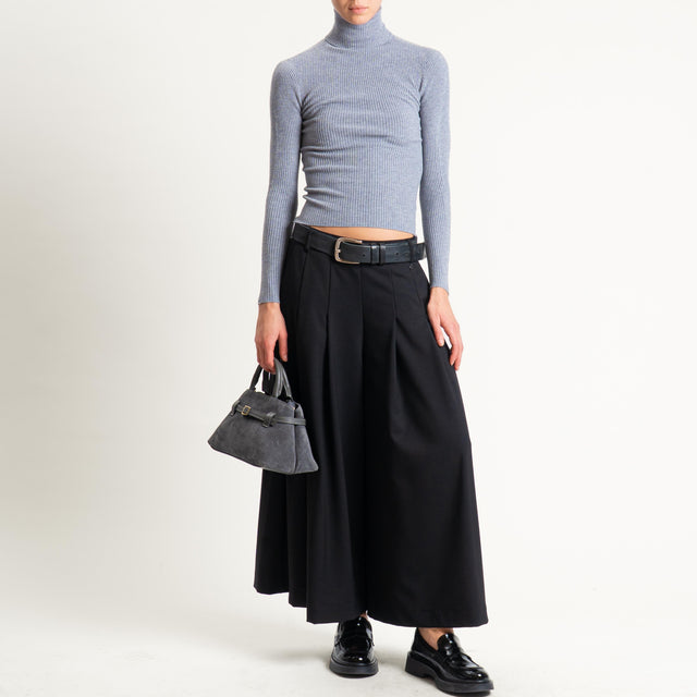 Dixie-Pantalone elastico dietro con pinces - nero