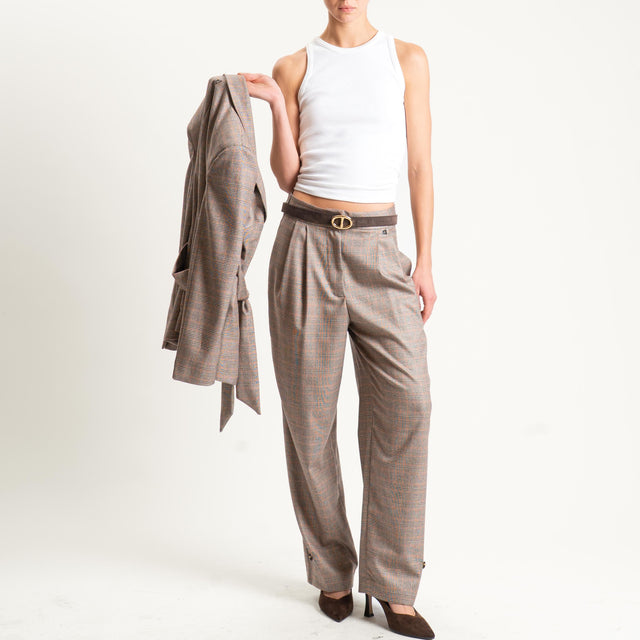 Dixie-Pantalone principe di galles con pinces - moro/coccio/sand