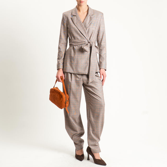 Dixie-Pantalone principe di galles con pinces - moro/coccio/sand