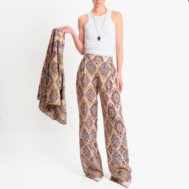 Dixie-Pantalone fantasia elastico dietro - peach/militare/purple
