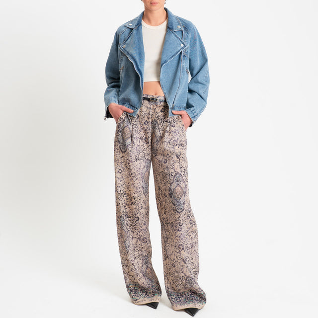 Dixie-Pantalone fantasia elastico dietro - nude/viola