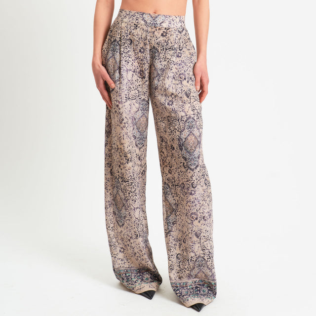 Dixie-Pantalone fantasia elastico dietro - nude/viola