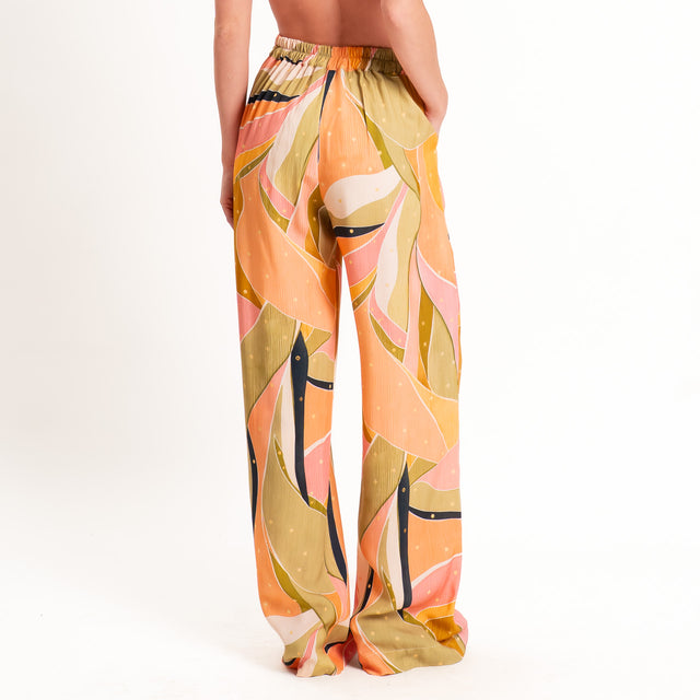 Dixie-Pantalone fantasia elastico dietro - orange/salvia/ocra