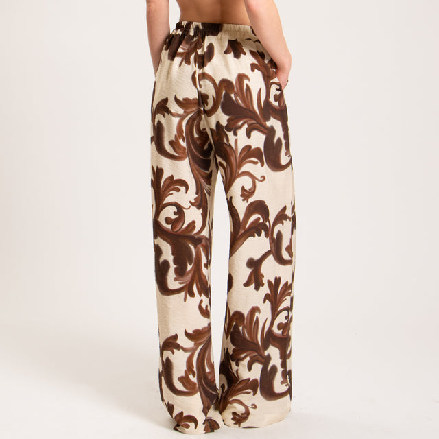 Dixie-Pantalone fantasia elastico dietro - burro/cioccolato