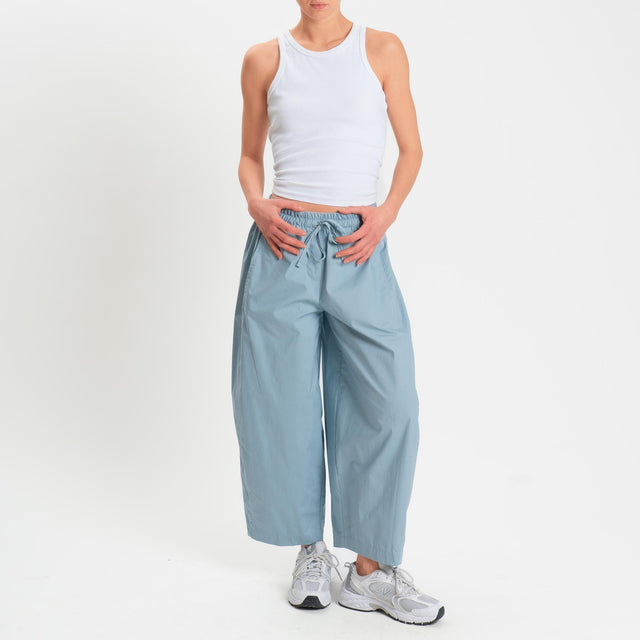 Dixie-Pantalone popeline balloon elastico in vita - azzurro
