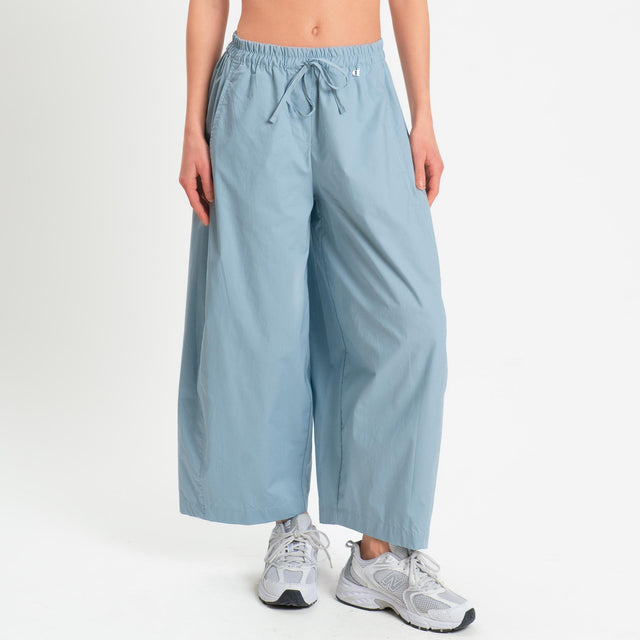 Dixie-Pantalone popeline balloon elastico in vita - azzurro
