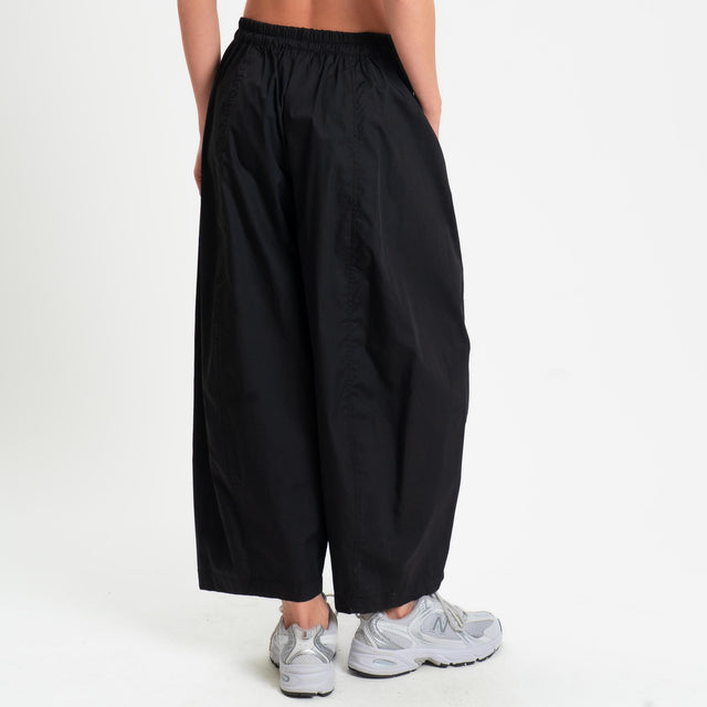 Dixie-Pantalone popeline balloon elastico in vita - nero