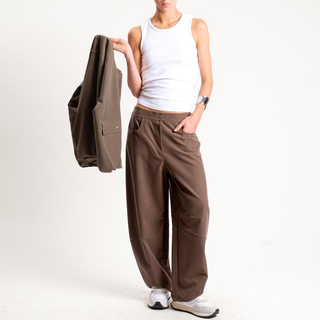 Dixie-Pantalone barrel elastico dietro - moro
