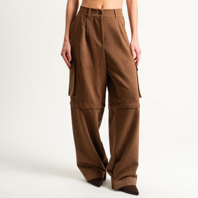 Dixie- Pantalone/bermuda cargo - castagna