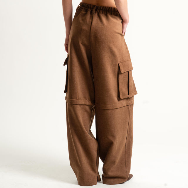 Dixie- Pantalone/bermuda cargo - castagna