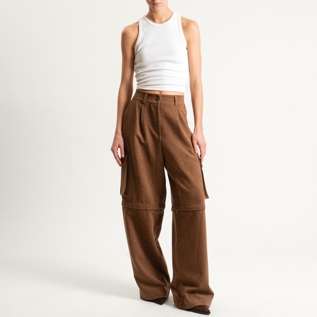 Dixie- Pantalone/bermuda cargo - castagna