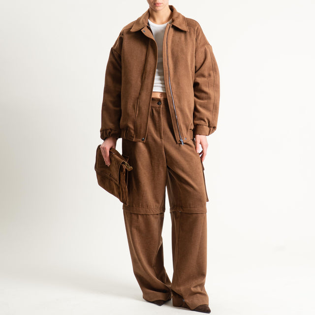 Dixie- Pantalone/bermuda cargo - castagna