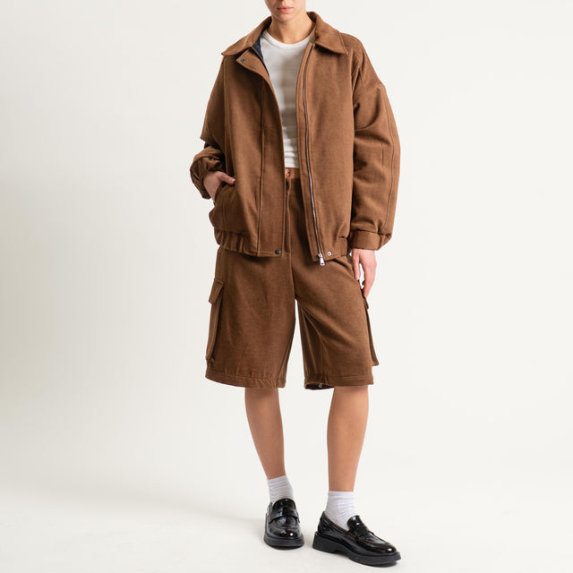 Dixie- Pantalone/bermuda cargo - castagna